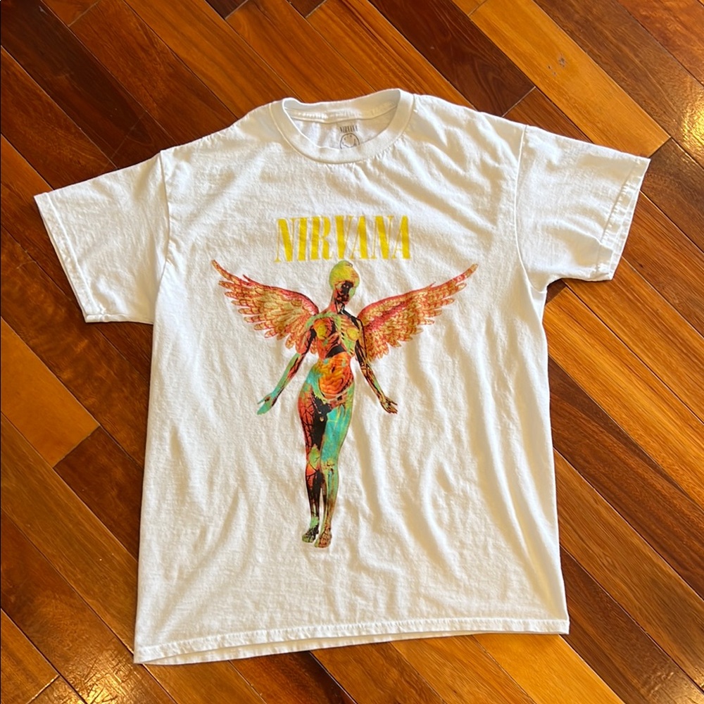 NIRVANA White Tee In Utero Medium